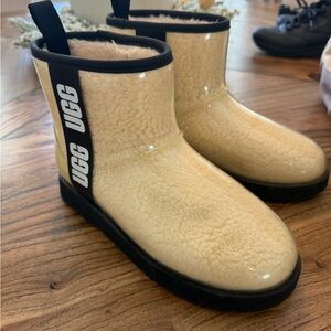 UGG Ivory Shearling Rain Boots size 7-7.5